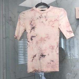 Zara taupe and pink tie dye tee